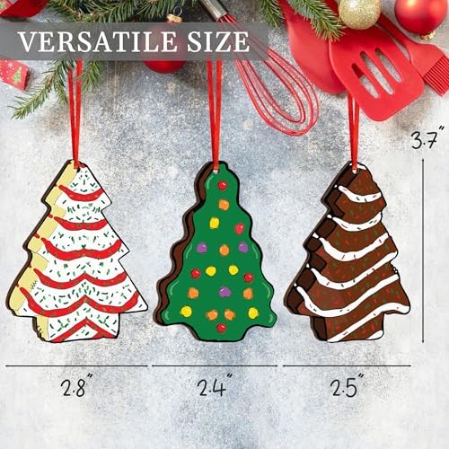 Bobby Creativity 3pcs Farmhouse Christmas Tree Ornament with Sprinkles Frosting Cake