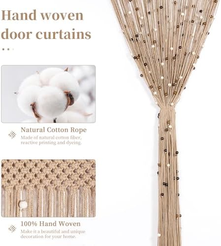 BECHAEO Boho Macrame Beaded Curtain for Doorway and Window
