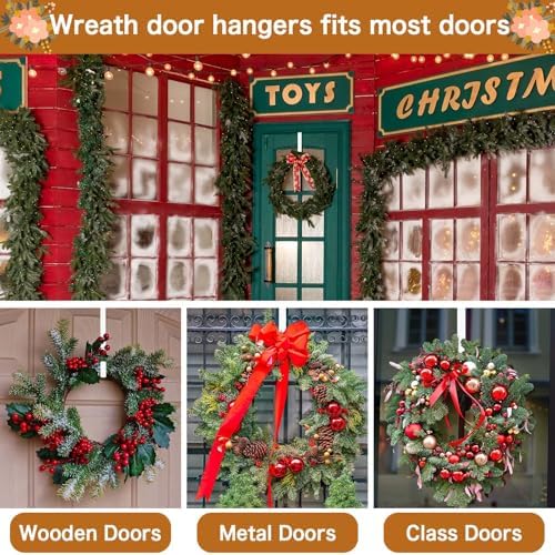 4 Pack Wreath Hangers for Front Door - White