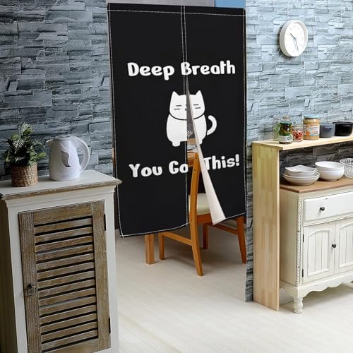 Leowefowa Black Noren Door Curtain Japanese Style Decor