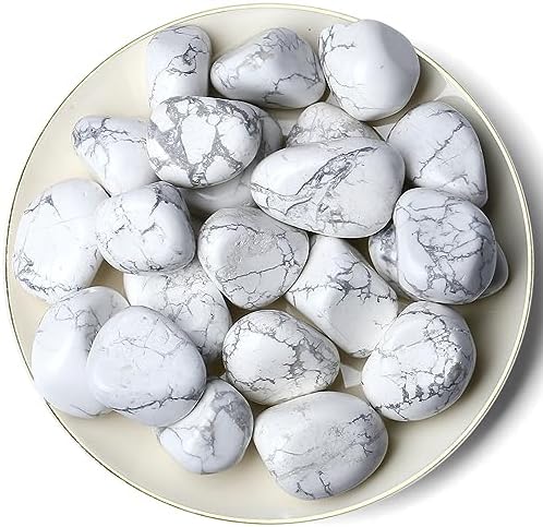 Qinjiejie 09lbs White Howlite Tumbled Stones Set