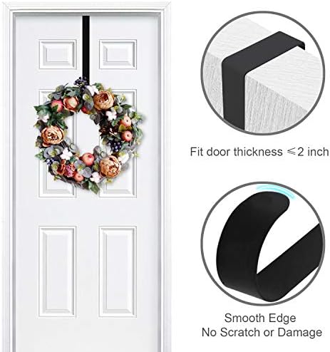 2 Pack 15 Inch Black Wreath Hanger for Front Door