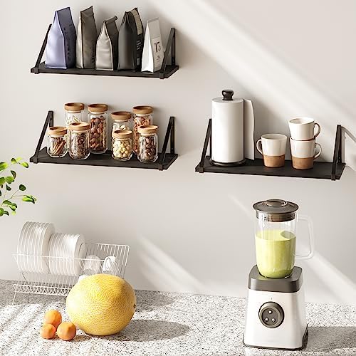 BAMEOS Floating Shelves Rustic Wood Set of 3