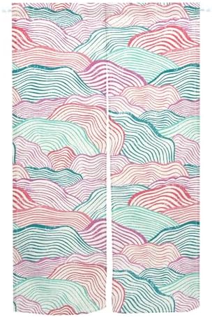 Traditional Japanese Noren Door Curtain with Wave Pattern