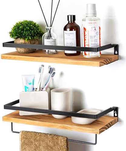 Floating Shelves for Wall Set of 2 Carbonized Black