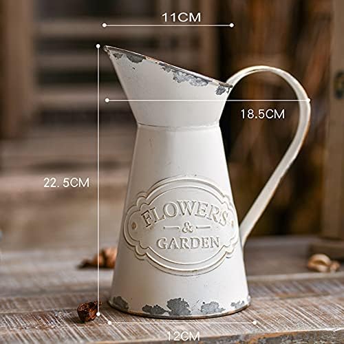 Rustic Metal Flower Vase with Shabby Chic Design