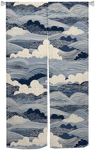 Japanese Noren Door Curtain Wave Pattern Decor 34x60