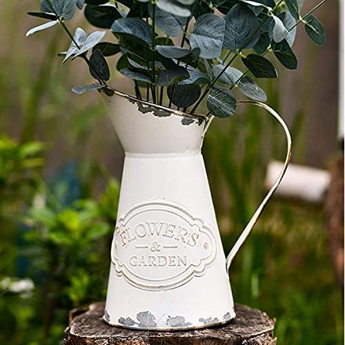 Rustic Metal Flower Vase with Shabby Chic Design