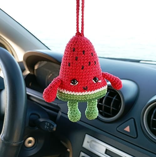 Watermelon Crochet Mirror Holder Cute Car Accessories Decor