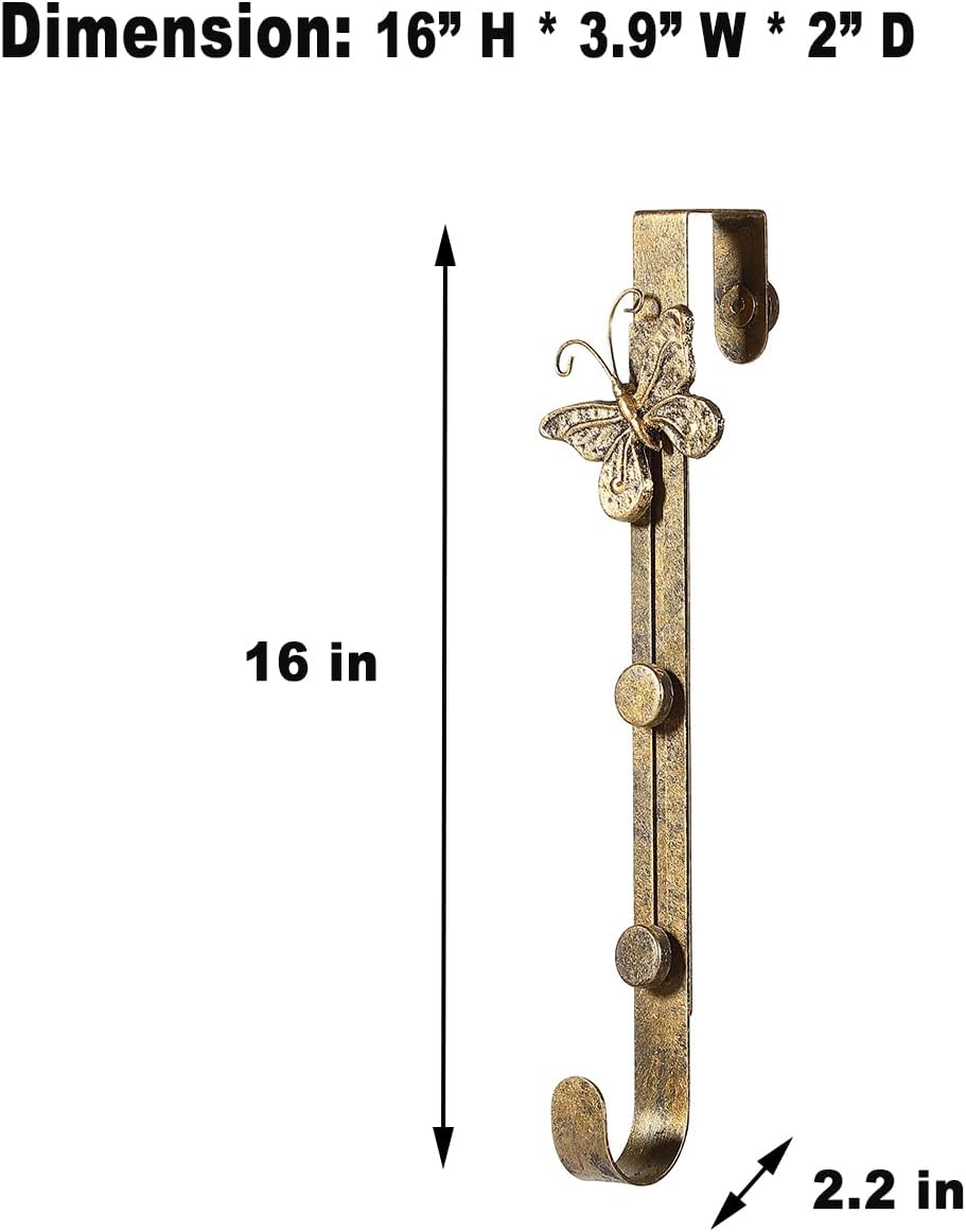 2 Pack Butterfly Wreath Door Hanger 16 Inch Antique Gold