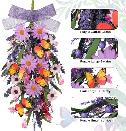 GLOMAXLY Purple Lavender Wreath Swag Decor 2PCS