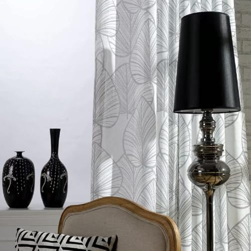 Simple European Style Semi Sheer Curtain Panel Grey 100x95 Inch