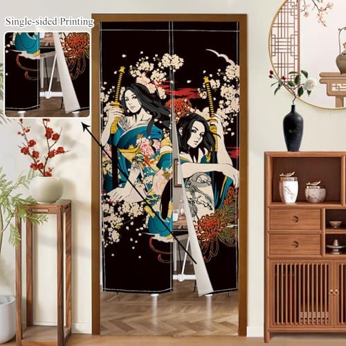 Japanese Style Door Curtain with Ukiyoe Pattern