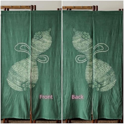Hand Dyed Noren Japanese Door Curtain in Green 335x59in
