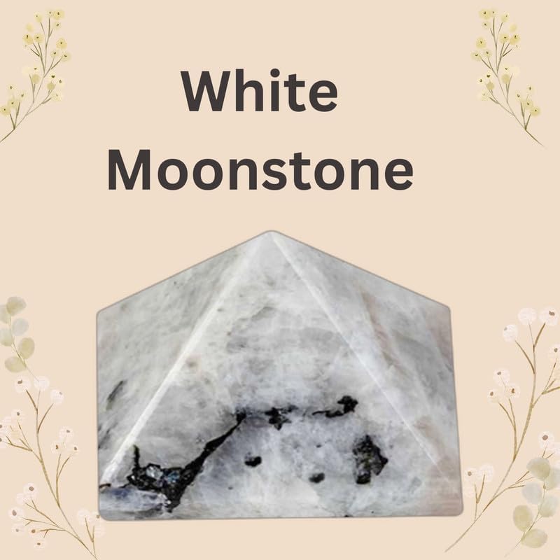 EDZZEL Natural White Moonstone Pyramid 2 Inch 1 Pcs