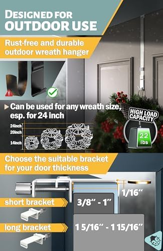 Menz Adjustable Wreath Door Hanger - White