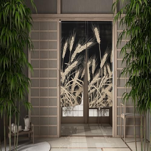 Japanese Style Doorway Curtain Privacy Divider Noren Panel 34x60 Wheat