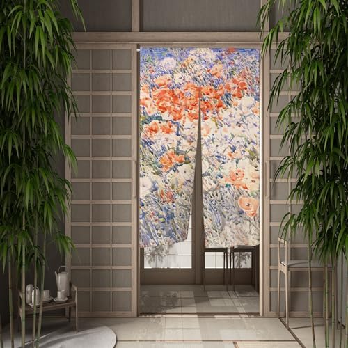 Japanese Noren Door Curtain Abstract Floral Style Panel