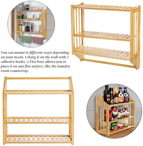 Goaste Bamboo Wall Mounted 3 Tier Shelf Organizer