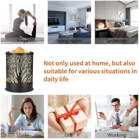Metal Wax Melts Warmer with LED Light Black Tree Design