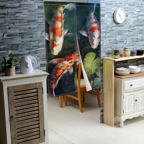 Japanese Noren Door Curtain with Koi Fish Pattern