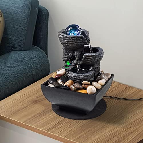AMOOTEK Tabletop Fountain with LED Lights and Bubble Balls