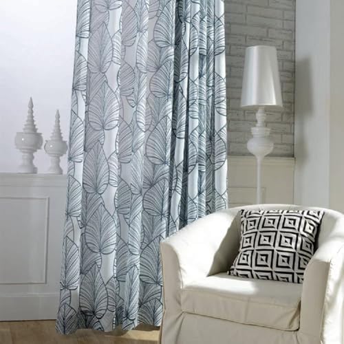 Simple European Style Semi Sheer Curtain Panel Blue