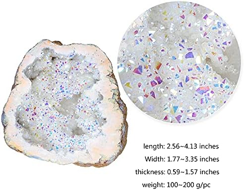 Rockcloud White AB Crystal Geode for Home Office Decoration