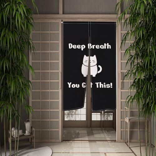 Leowefowa Black Noren Door Curtain Japanese Style Decor