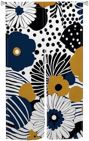 Blue Yellow Floral Noren Door Curtain Panel 335x709