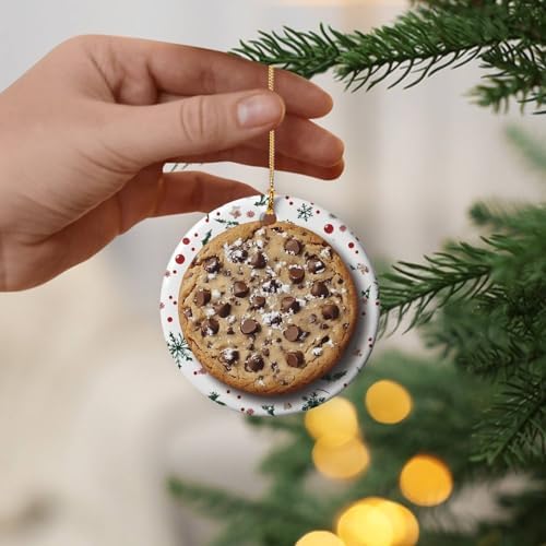 Chocolate Chip Cookie Design Ceramic Ornament for Christmas Tree