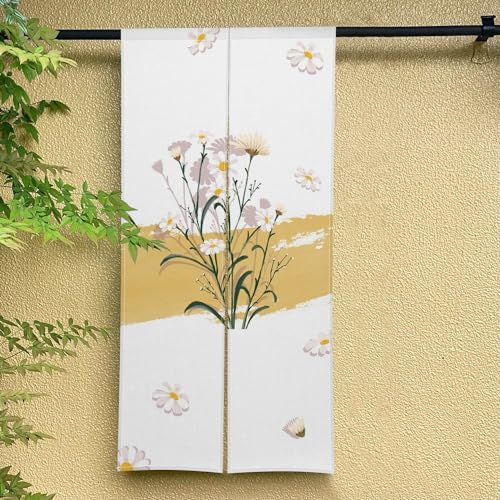Daisy Flower Japanese Noren Door Curtain 34x60