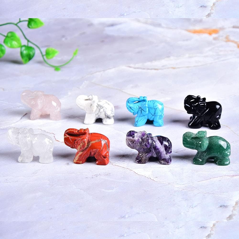 HXSCOO 1PC Natural Crystal Elephant Amethyst Obsidian Home Decor Stone