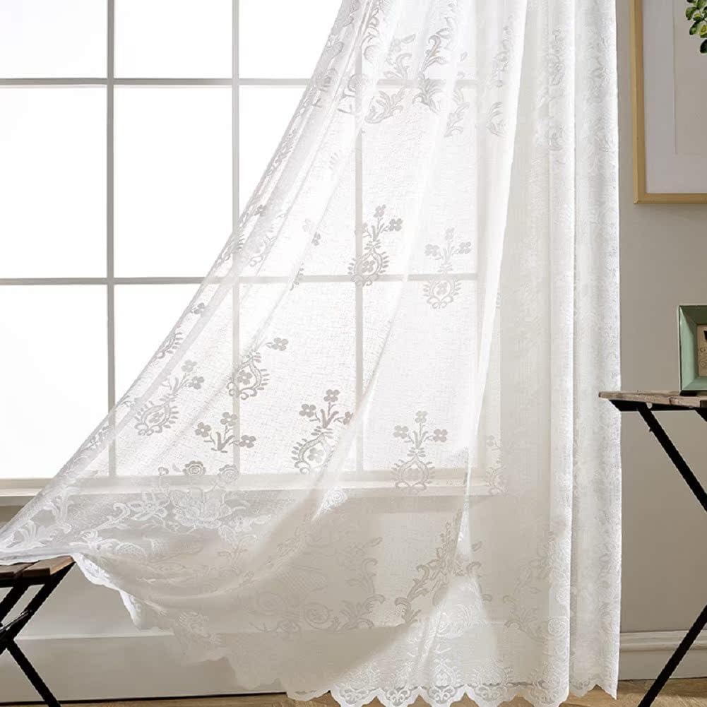 Iuokuby Solid Color Jacquard Window Curtains 1 Panel