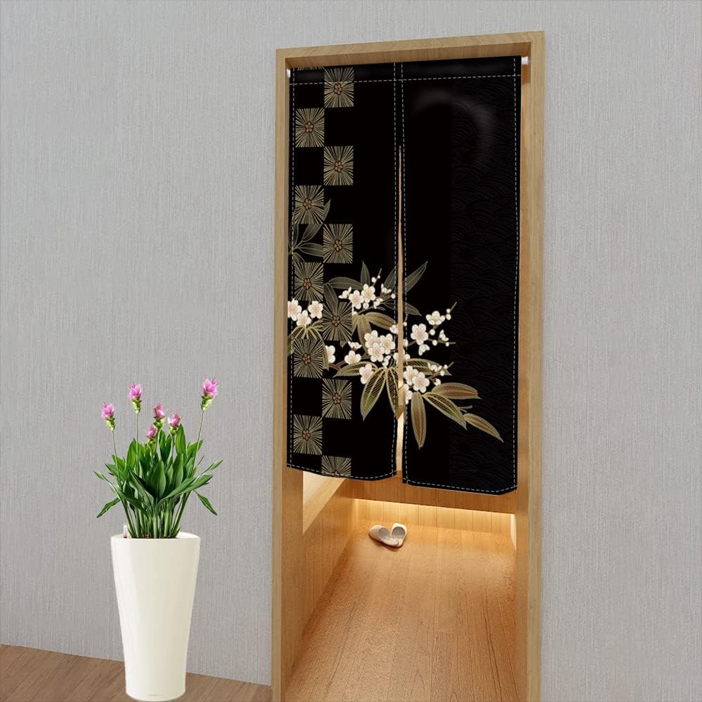 Leowefowa Noren Door Curtain with Blossom Flowers Design