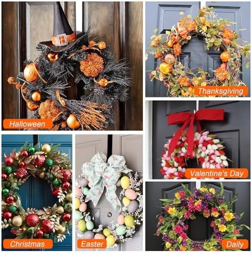 2 Pcs Black Wreath Hanger for Front Door Metal Hook