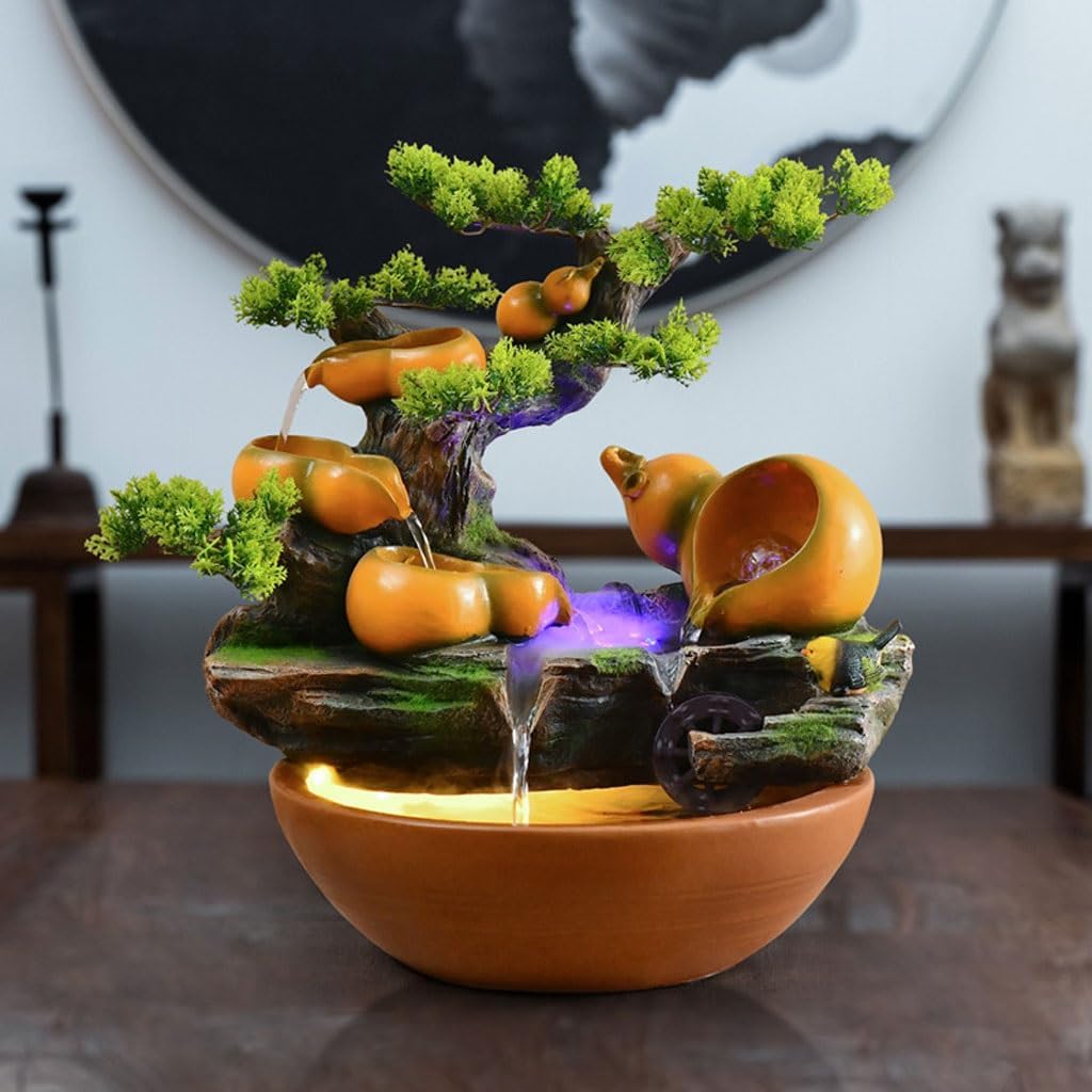 Lucky Gourd Tabletop Waterfall Fountain Office Decor