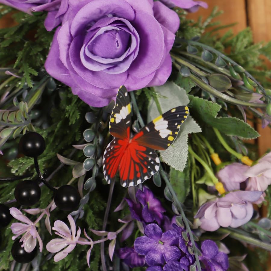 Artificial Lavender Wreath 20 Inch Purple Floral Wall Hanging