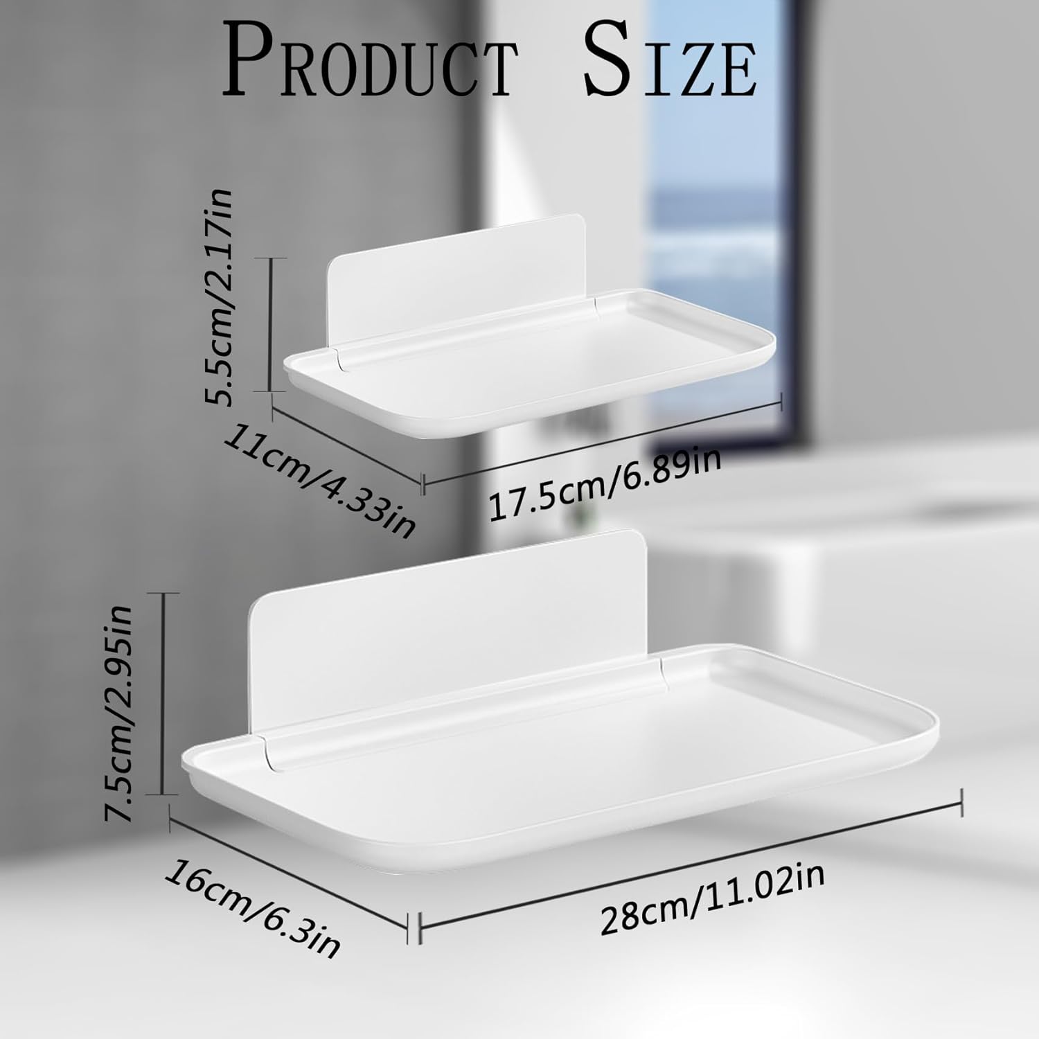 2Pcs No-Drill Foldable Floating Shelves for Wall