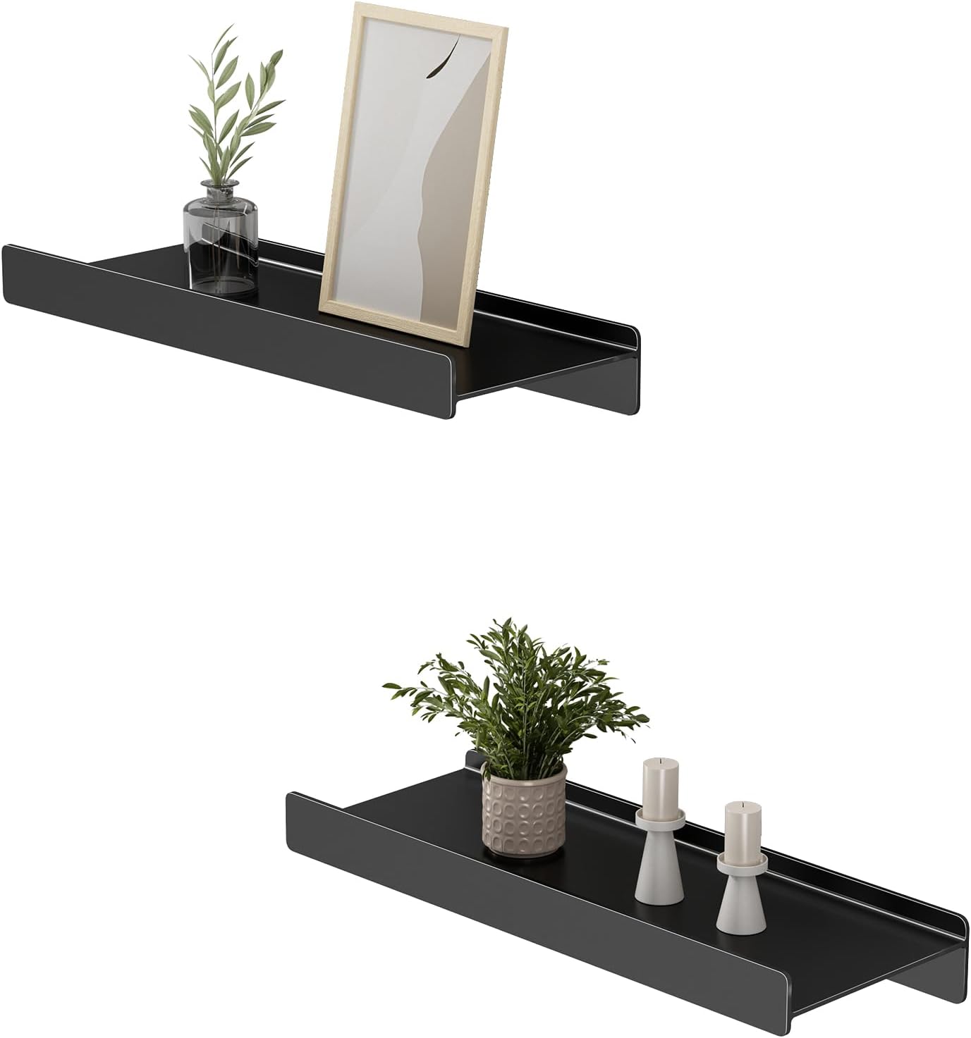 Danpoo Black Floating Metal Wall Shelf 12 Inch