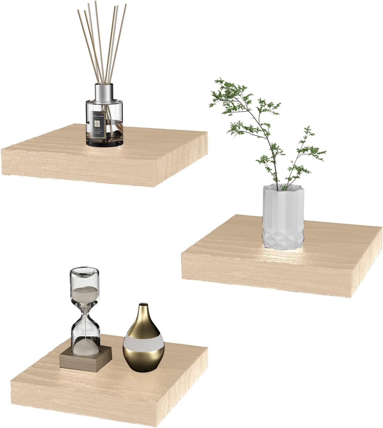PopiShelves 3 Piece 6 Inch Wall Floating Shelves Set