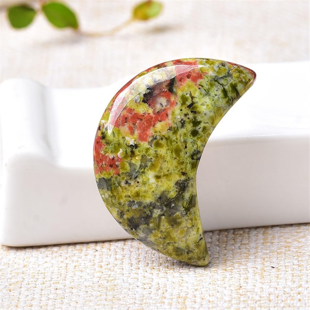 AtkitS White Turquoise Crescent Moon Shaped Crystal Decoration
