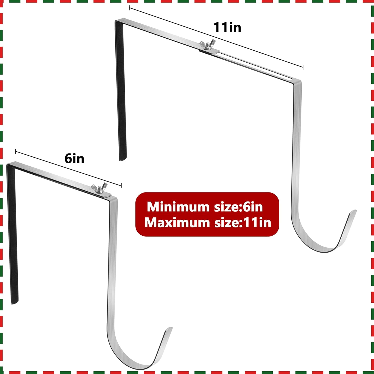 Christmas Headstone Wreath Hanger - Adjustable 6-11 Inch