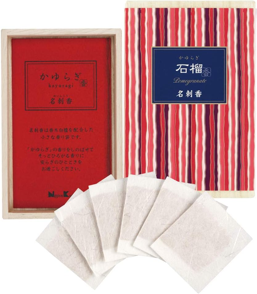 Nippon Kodo KAYURAGI Pomegranate Sachets - 6 Mini in Wooden Box