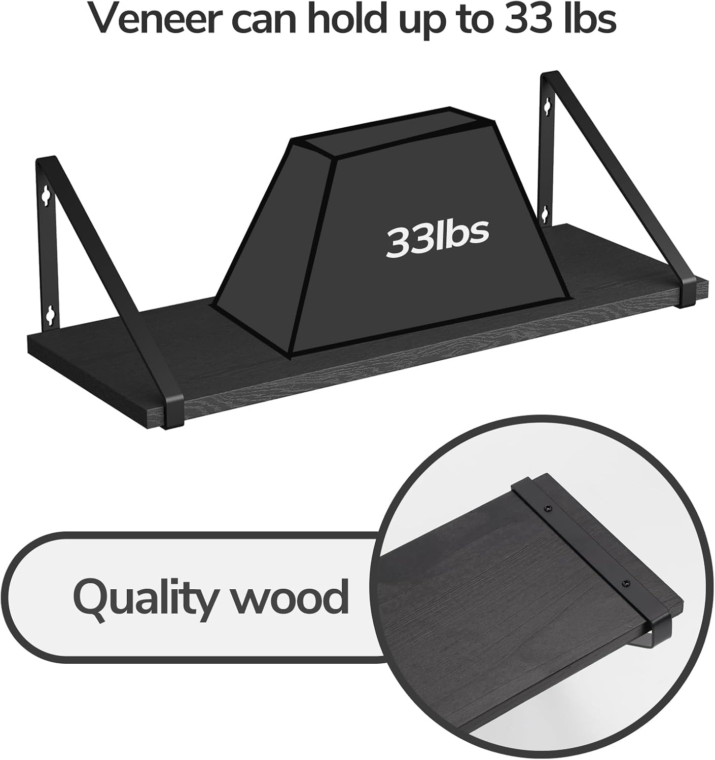 BAMEOS Floating Shelves Rustic Wood Set of 3