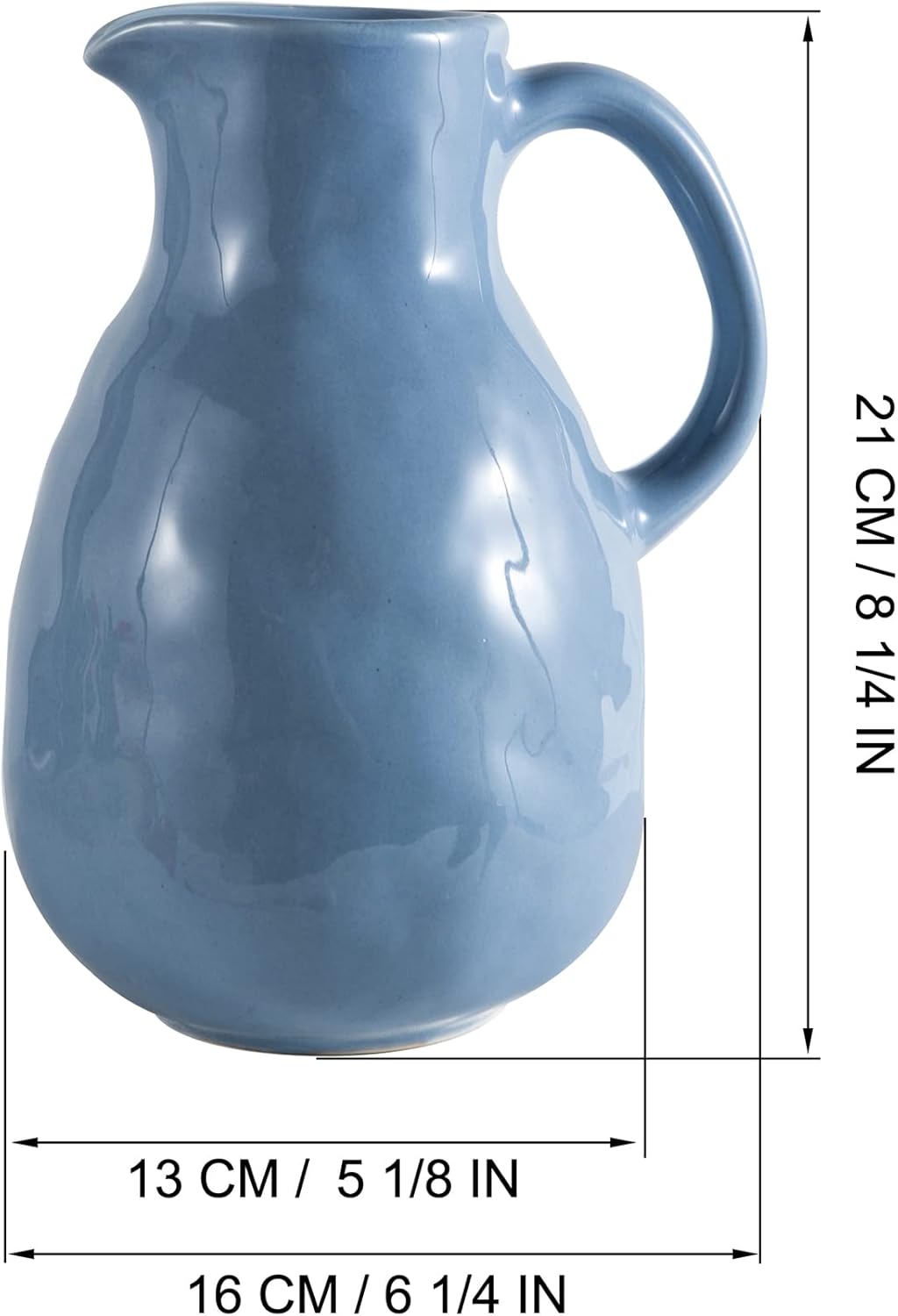 Kimdio Blue Ceramic Pitcher Vase with Handle