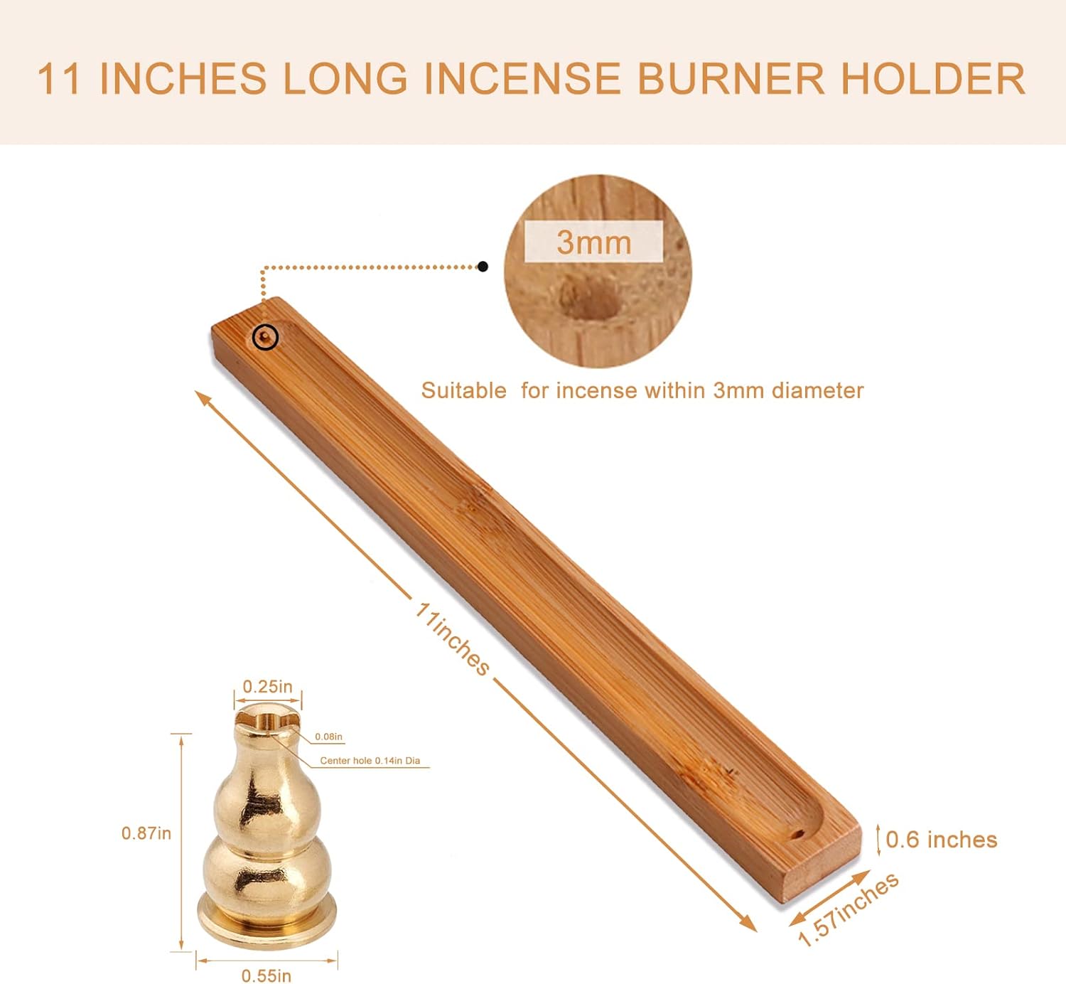 HOSSIAN Bamboo Incense Holder with Ash Catcher 11 Inches