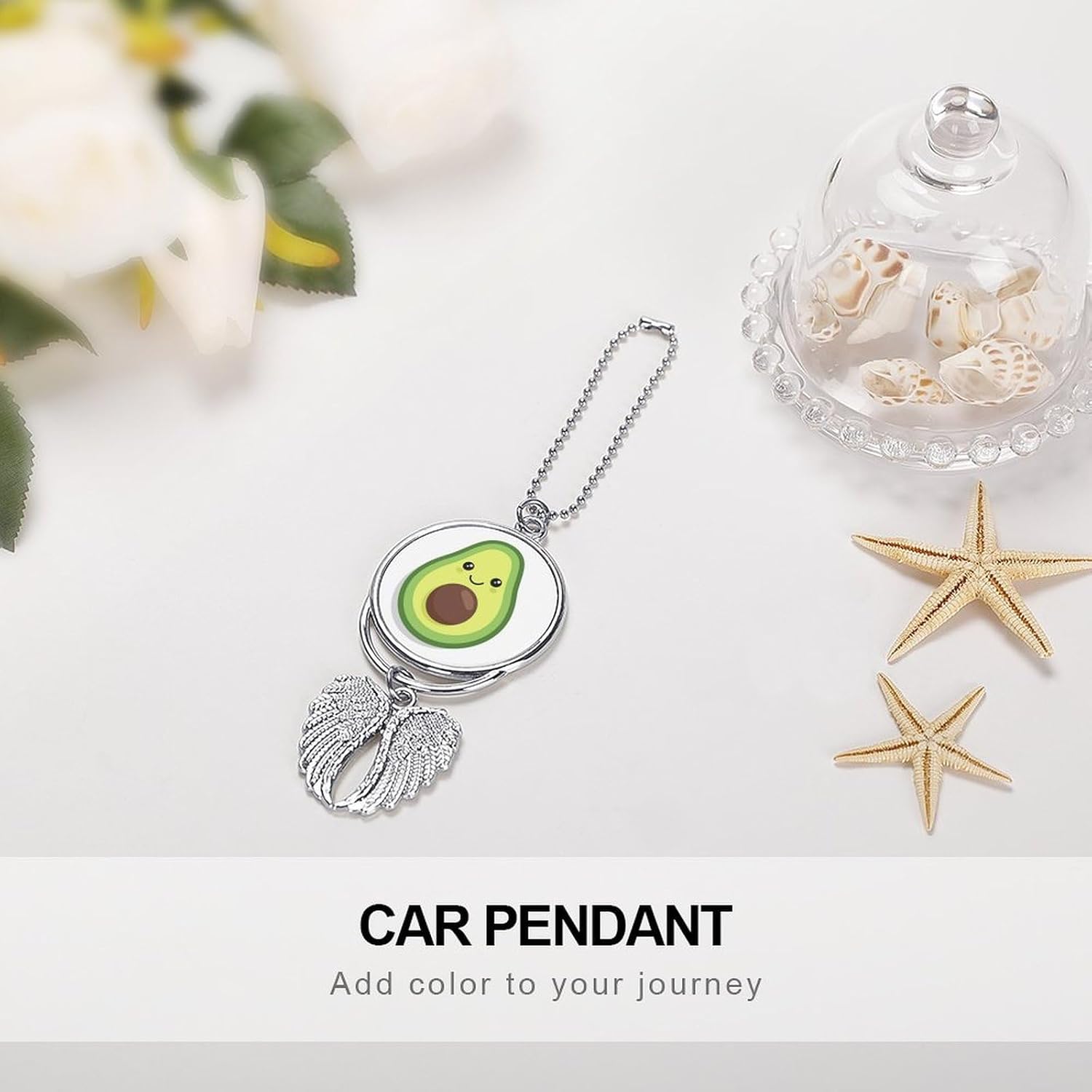 Elegant Car Hanging Ornament - Kawaii Avocado Mirror Pendant