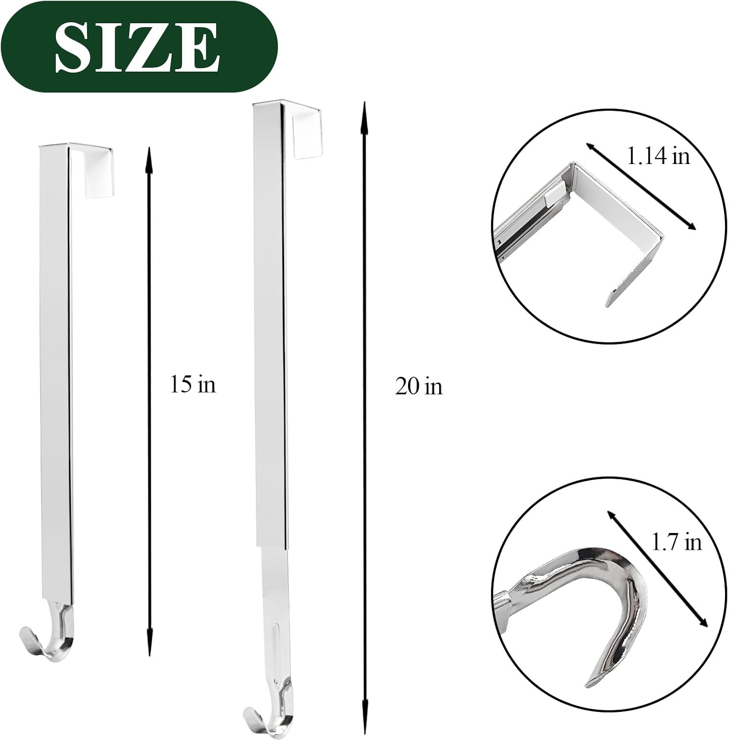 ZMCINER Adjustable Wreath Hanger for Front Door Silver