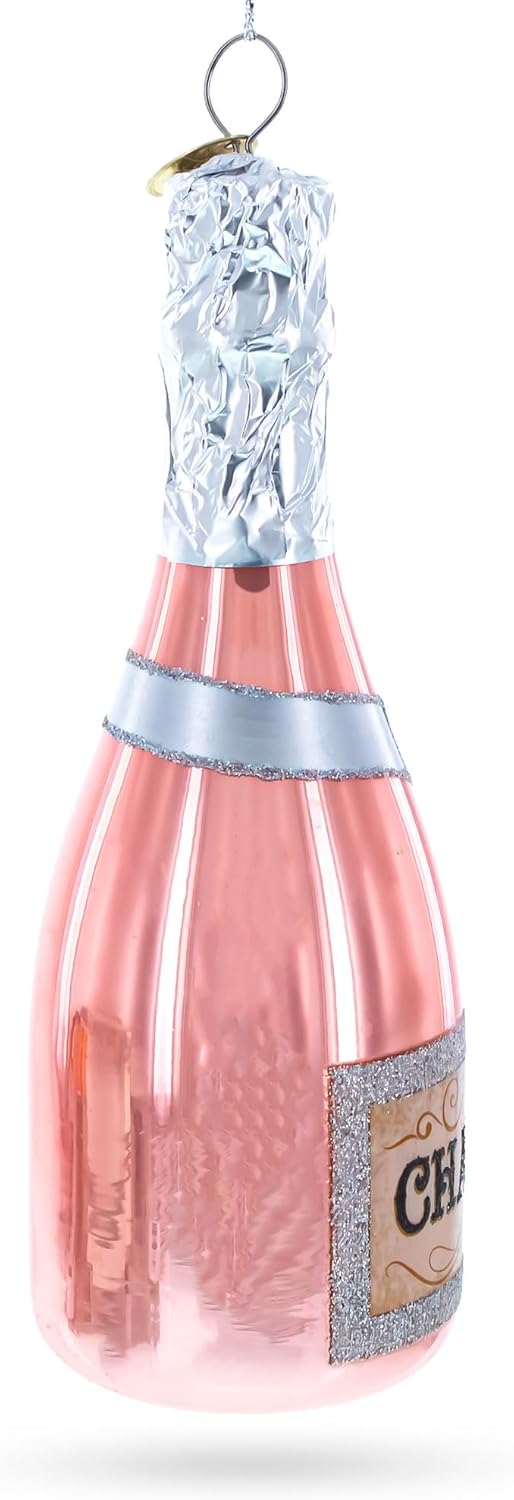 Pink Sparkling Wine Glass Christmas Ornament